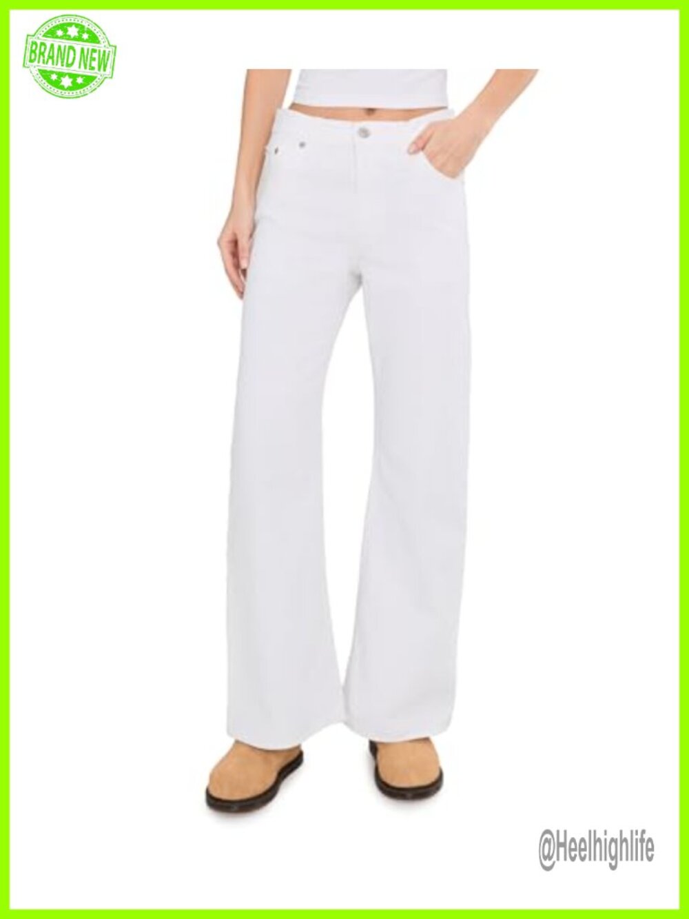 Loose Boot Cut Mid Rise Jeans, Non-Stretch Cotton